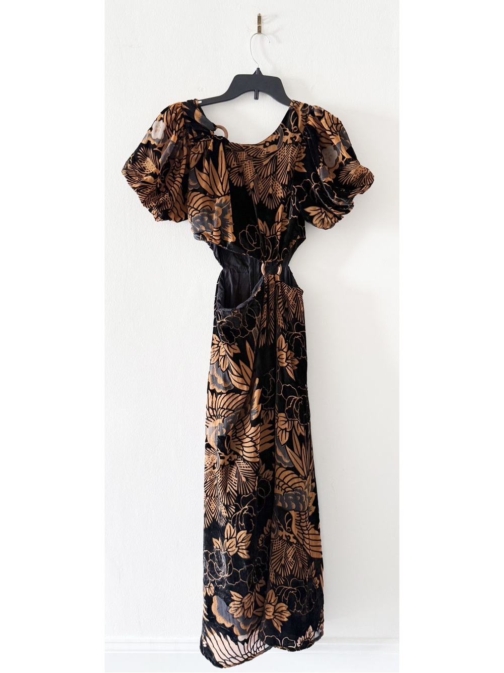 Anthropologie Let Me Be Burnout Velvet Cutout Maxi Floral Dress Size XS